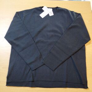 ◎LIFE&WORK DESIGN L長袖洗えるクルーネックセーター紺色