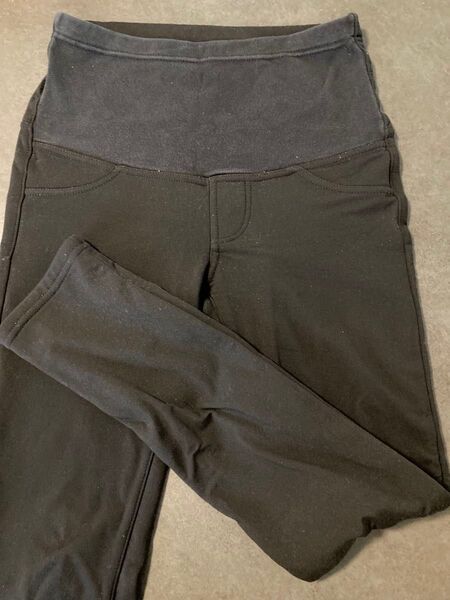 マタニティ 裏起毛パンツ Sサイズ ブラック