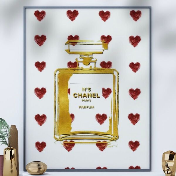 H185 アートポスター CHANEL インテリア ハート 香水 ピンク 可愛い