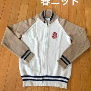 can twoキャントゥー コットン100%ジップアップニット スタジャン風