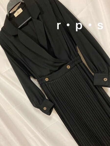 rps 切り替え プリーツ ワンピース ブラック Mサイズ