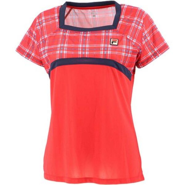 FILA フィラ テニス ウェア ゲームシャツ Мサイズ 中古品 赤紺 チェック柄