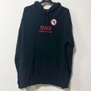 TENGAパーカー ネタ服 おもしろ メンズ パーカー スウェット ブラック