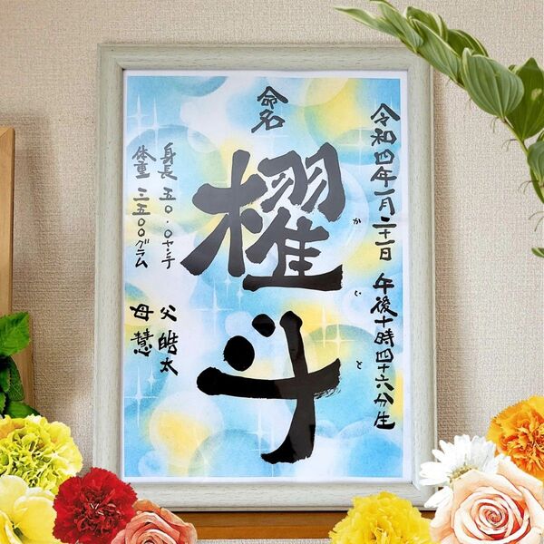 命名 筆文字 アート 感謝 ~オーダー受付中~心を込めた全て手作りの贈り物