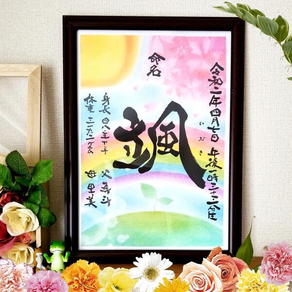 命名 筆文字 アート 感謝 ~オーダー受付中~心を込めた全て手作りの贈り物