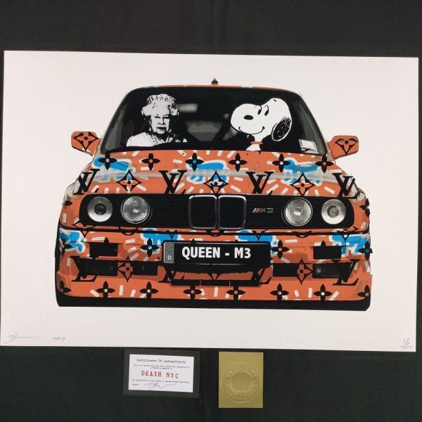 AO123 DEATH NYC 世界限定ポスター 現代アート ポップアート QUEEN エリザベス Snoopy スヌーピー BMW M3 キースへリング
