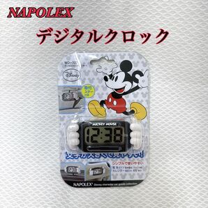 新品 ナポレックス デジタルクロック ミッキー 時計 カレンダー WD-327 電池 LR44付き