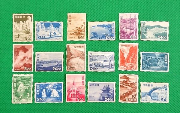 格安!観光地百選/18種/1951~53年/蔵王山/など/糊落、シミ有など状態様々/カタログ価格34,000円/№2673