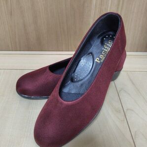 パンプス ローヒール ワインレッド 24.0
