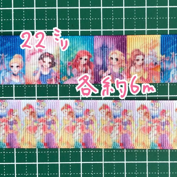 ②22㍉グログランリボン ハンドメイド素材 2種 各6m 計12m