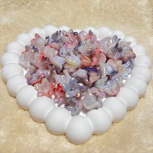 フラワービーズ 大 赤黒 約70個