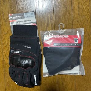 【未使用】コミネ KOMINE グローブ XL(GK-833)Black /Red フェイスマスク(AK-355)