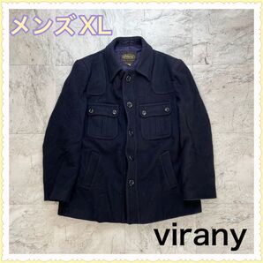virany ウールコート ハンガリー製 ユーロビンテージ ネイビー XL メンズ