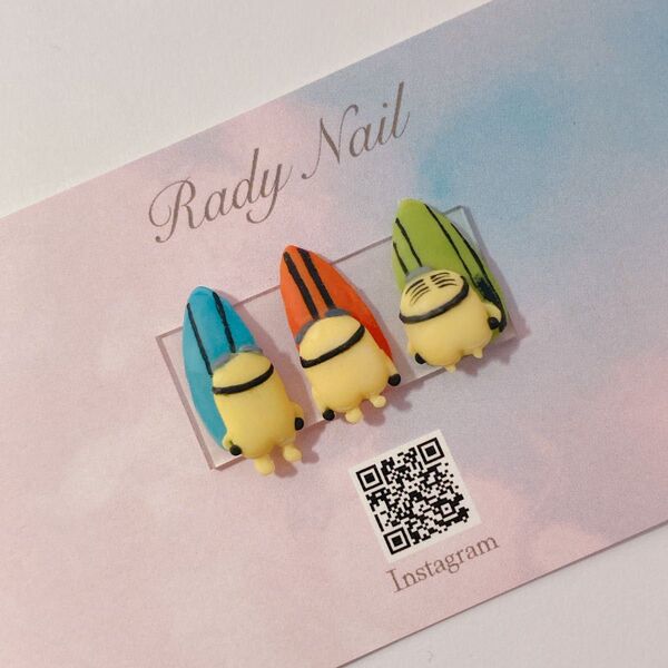 radynail サーフボード サーフィン お尻 黄色いモンスター 3Dネイルパーツ