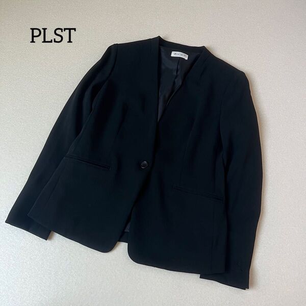PLST プラステ ノーカラージャケット 黒 Sサイズ フォーマル セレモニー 通勤 オフィス