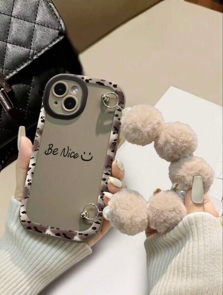 iPhone14 スマホケース もこもこ 紫 おしゃれ 韓国