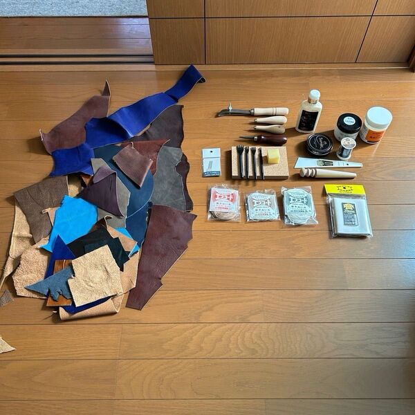 レザークラフト 革工芸 ハギレ 本革 人工革 セット 革 ハンドメイド 初心者セット