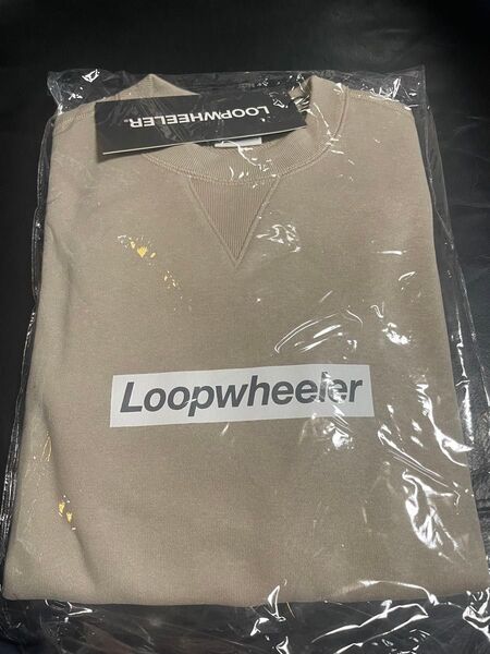 ループウィラー 2025福引 限定ボックスロゴ スウェット Mサイズ loopwheeler BOX LOGO ベージュ