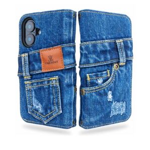 Phone16/16Plus/16Pro/16Promax用デニム手帳型ケース UK Trident