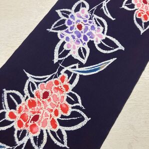 2091ダイワボウ別染ゆかた◆未使用反物4.5m◆幻想的な花柄ネイビー綿100%