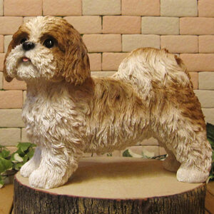 リアルな犬の置物　シーズー　ラージサイズ　いぬのフィギア　ガーデニング　オブジェ　玄関先　ベランダアート