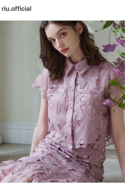 Riu ピンクレーストップスEmbroidery lace tops Rちゃん