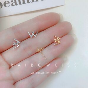 ジルコニア Wピアス K18 コーティング ミニピアス シルバーカラー アクセサリー 韓国 プレゼントにも