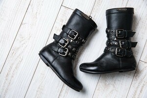 DIESEL キッズ　エンジニア　スタッズ　ベルト　ストラップ　レザー　ブーツ　USA9