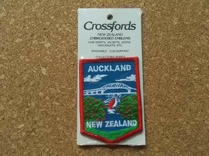 80s オークランド ハーバー ブリッジAUCKLAND ニュージーランド 刺繍ワッペン パッチ橋/地図 オールブラックス観光地 土産ラグビーNZ