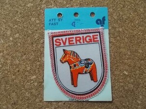 70s SVERIGEダーラホース 馬 スウェーデン ビンテージ刺繍ワッペン パッチ /ヨーロッパ 北欧Voyager 旅行 観光 土産 USA アメカジ カスタム