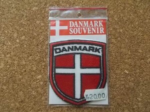 70s デンマーク北欧DANMARK国旗ビンテージ刺繍ワッペン/紋章アップリケ王冠パッチ旅行エンブレム土産ヨーロッパSAMPSONS