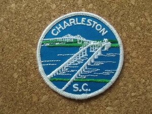 80s サウスカロライナ『チャールストン』CHARLESTON刺繍ワッペン/ブリッジ橋ビンテージVoyager 旅行 観光 土産 USA アメカジ カスタム