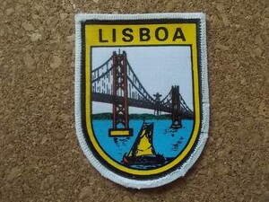 70s ポルトガル『リスボン』LISBON プリント ワッペン4月25日橋/ヨーロッパ裁縫エンブレム紋章パッチ旅行 土産スーベニア手芸アップリケ