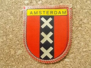 70s オランダHOLLANDアムステルダム ビンテージ ワッペン/スーベニア紋章アップリケ中世パッチ旅行エンブレム土産ヨーロッパ