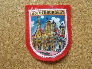 70s ローテンブルク・オプ・デア・タウバーROTHENBURGドイツ ビンテージ ワッペン/紋章アップリケ中世パッチ旅行エンブレム土産ユーロ古着