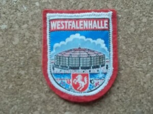 70s ドイツ ドルトムントWESTFALENHALLEヴェストファーレンハレ フェルト刺繍ワッペン/アップリケ紋章パッチ旅行サッカー土産ヨーロッパ