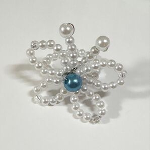 蝶 ビーズリング 蝶リング 指輪 パール ビーズアクセサリー ハンドメイド