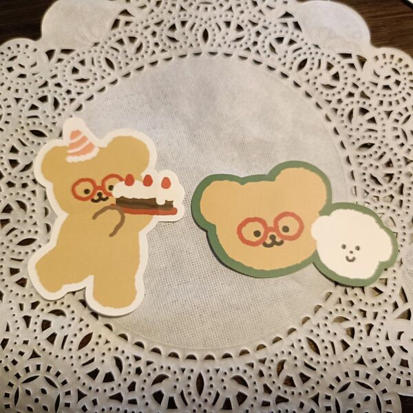 テットム TETEUM STICKER PACK 2枚 韓国 シール ステッカー くま かわいい デコ 文房具