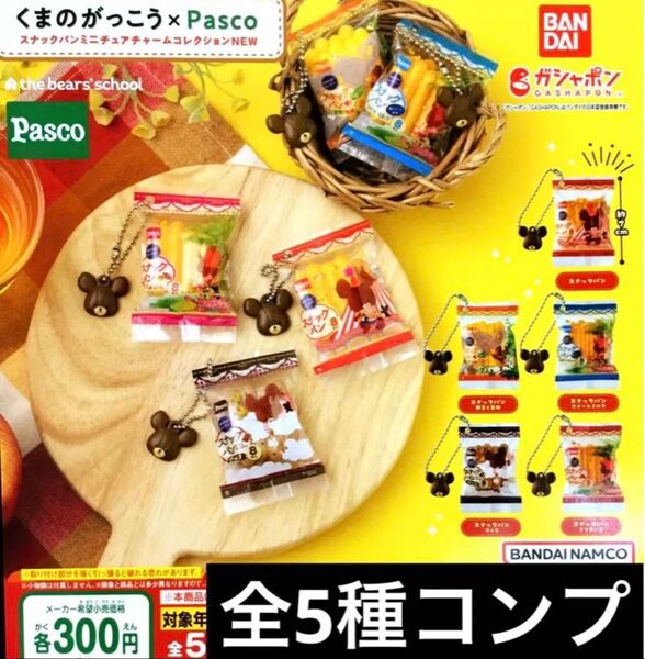 くまのがっこう×Pasco スナックパンミニチュアチャームコレクションNEW★全5種コンプリート