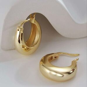 No.311 ゴールド フープピアス シンプル 大ぶり カジュアル 上品 フォーマル 仕事 キレイめ ピアス