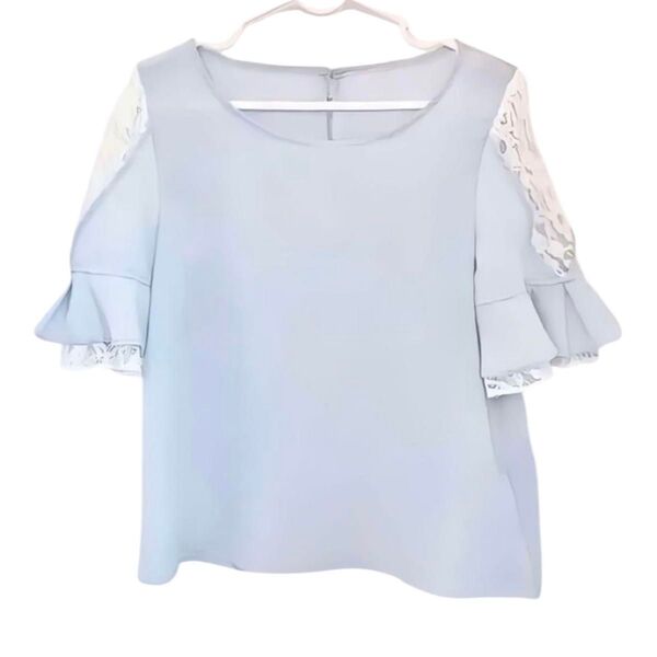 アリシアページボーイ alicia PAGEBOY レース カットソー ブラウス 水色