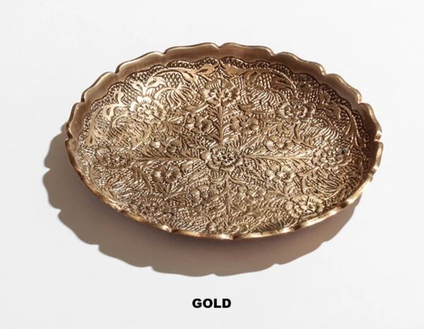 【ゴールド】ブラスラウンドプレートS アクセサリートレー 小物トレー 小物置き 小物入れ アンティーク