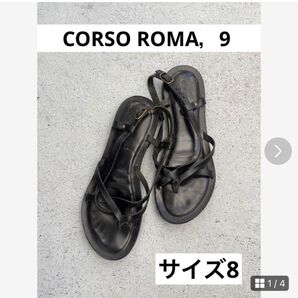 CORSO ROMA,9 本革 ストラップサンダル サイズ8 ブラック スピックアンドスパン取扱
