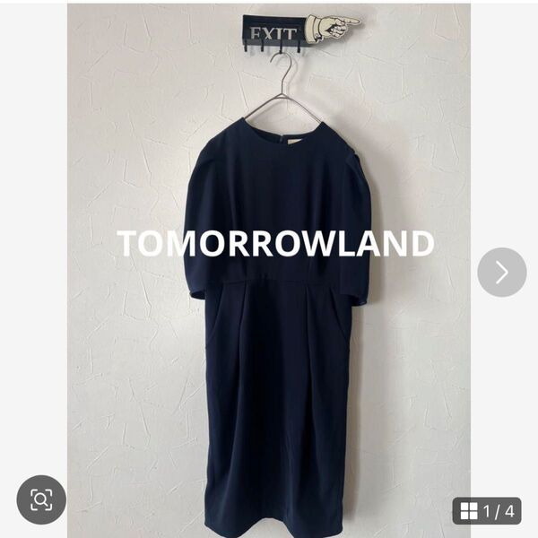 TOMORROWLAND 定価40000円 フォーマルワンピース 日本製 ネイビー FLICKA