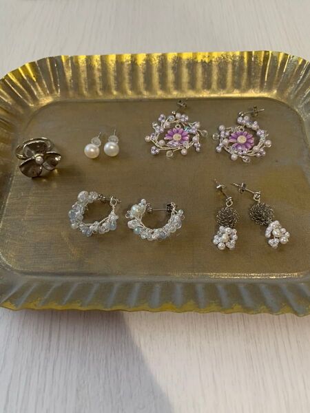 ハンドメイドピアスとリングの5点セット アクセサリー ピアス リング ハンドメイド シルバー