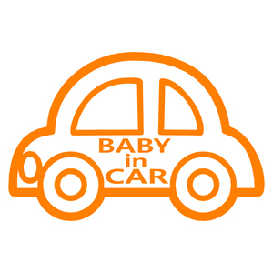 オリジナル ステッカー BABY in CAR クルマ オレンジ 安全運転 交通安全 ステッカー サイズ 20×13 ベビー イン カー