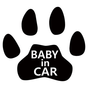 オリジナル ステッカー BABY in CAR 肉球 ブラック 安全運転 交通安全 ステッカー サイズ 20×18 ベビー イン カー