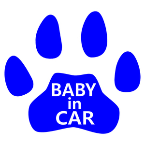 オリジナル ステッカー BABY in CAR 肉球 ブルー 安全運転 交通安全 ステッカー サイズ 20×18 ベビー イン カー