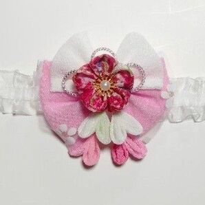 243 ヘアバンド ベビークリップ 髪飾り お宮参り 百日祝い つまみ細工