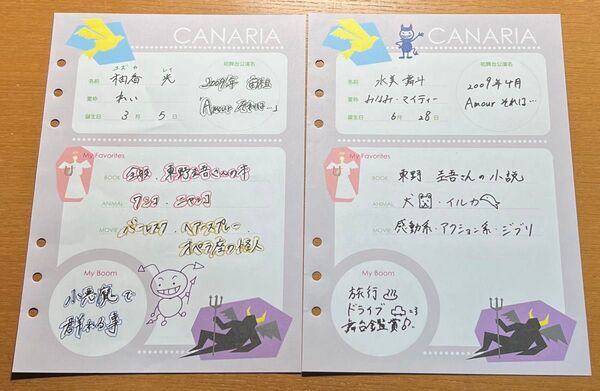カナリア プロフィール帳 柚香光 水美舞斗 2枚セット